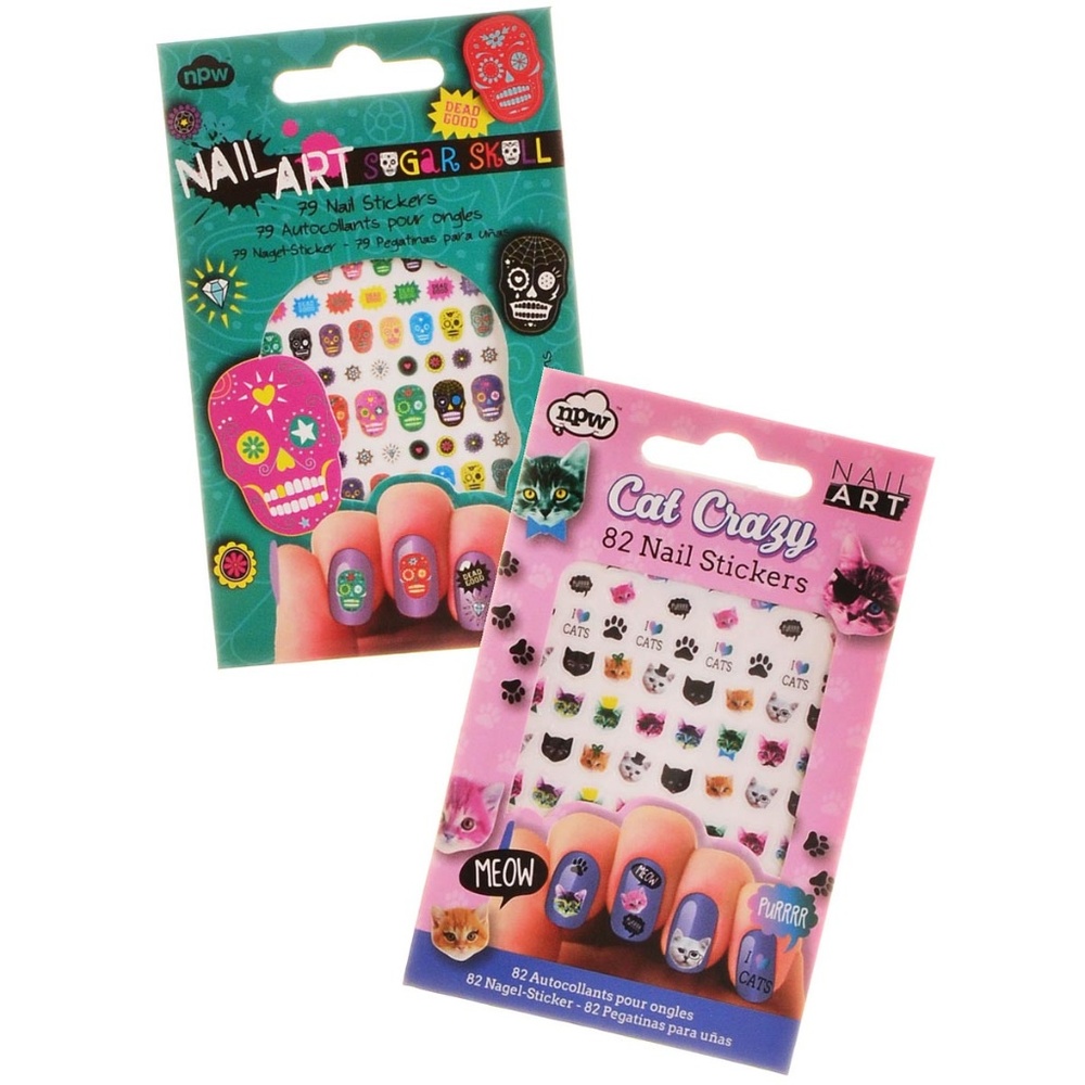 NEW Sugar Skulls & Crazy Cats Nail Art Set Decal Polish Cute Unique Gift Makeup
